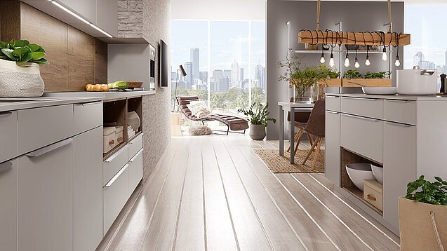 Hidden handle profile on German kitchen