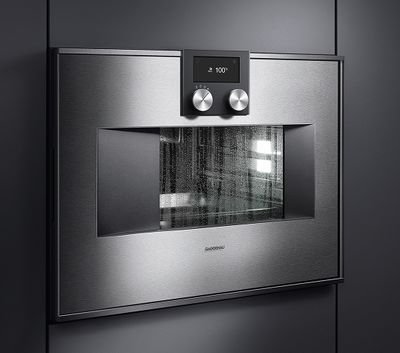 Steam oven showing the built-in format with steam functionality available in both full-size 60cm and compact 45cm niche heights for UK kitchen appliance towers
