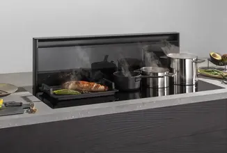 Panoramic rising tower venting hob