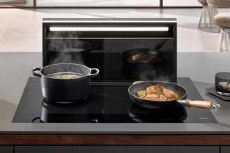 Downdraft extractor with separate hob