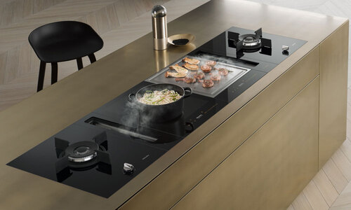 Island vented hob installation