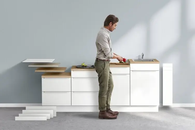 German kitchen base unit carcass heights from 260mm to 900mm with plinth and worktop stacked