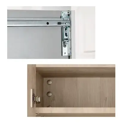 German kitchen wall unit hidden hanging bracket system showing height and depth adjustment